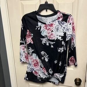 Floral Black and Pink Women's Top